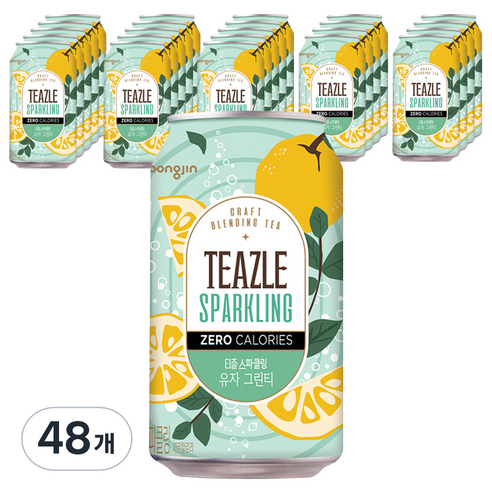 티즐 스파클링 제로 유자그린티 340ml, 48개
