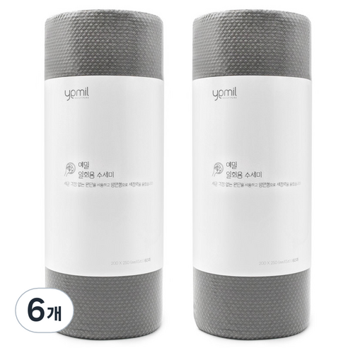 예밀 뜯어쓰는 일회용 수세미 롤형 60p, 그레이, 60개, 6개