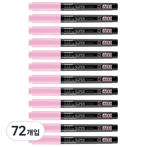 모나미 에딩슈퍼 600 파스텔 형광펜, 파스텔 핑크, 72개입