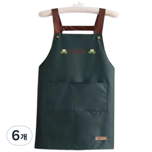 알파커머스 프리미엄 포켓 방수 앞치마, 그린, 6개