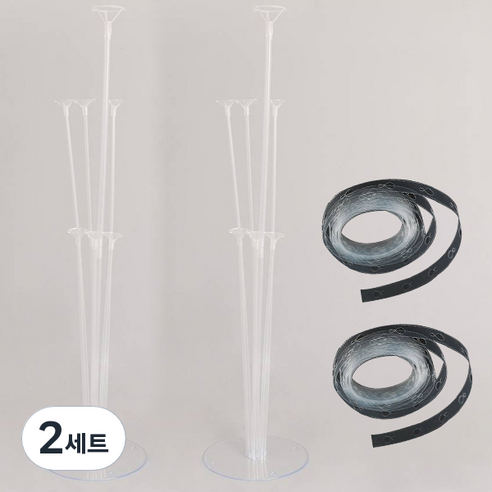 조이파티 풍선 디스플레이 스탠드 2p + 풍선 장식밴드 2p, 2세트, 투명