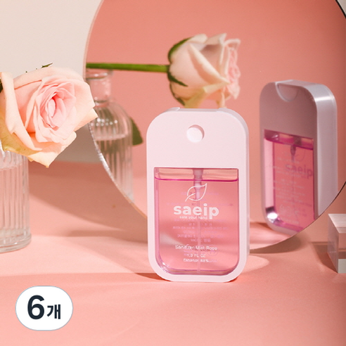 saeip 세니타이저 미스트 손소독제 로즈, 40ml, 6개