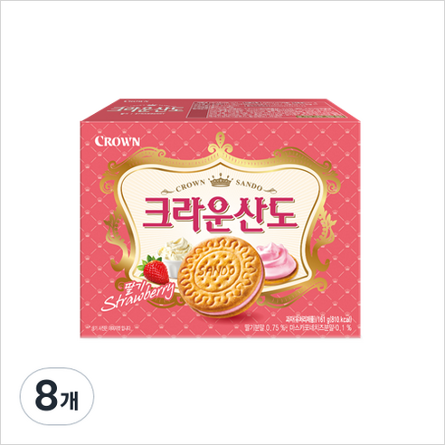 크라운 산도 딸기크림치즈, 161g, 8개