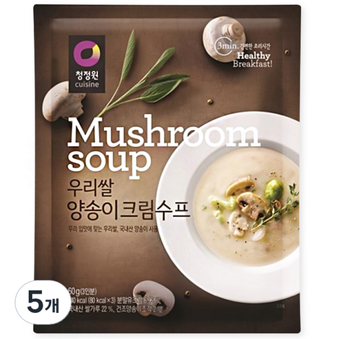 청정원 우리쌀 양송이크림수프, 60g, 5개