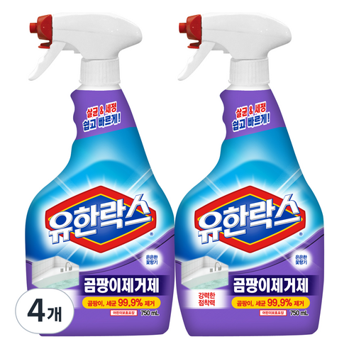 유한락스 곰팡이제거제, 750ml, 4개