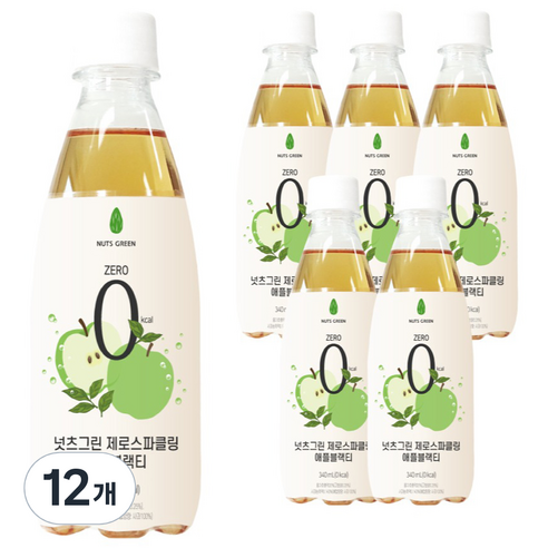 넛츠그린 제로스파클링 애플블랙티, 340ml, 12개