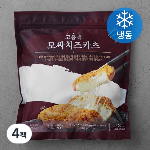 잇퀄리티 고품격 통등심 모짜 치즈 카츠 (냉동), 400g, 4팩