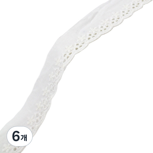 아이엔피 파인코튼 리본 면 자수 레이스 2.7 x 270 cm, 화이트, 6개