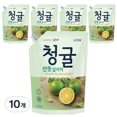 참그린 청귤 산뜻 설거지 주방세제 리필, 1kg, 10개