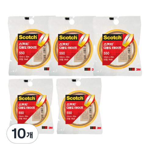 쓰리엠 스카치 다용도 테이프 550 리필 76.2mm 12mm x 20m, 투명, 10개