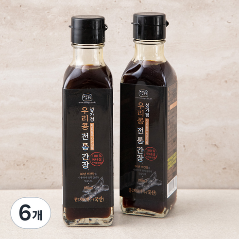 담가 전통식품 인증 우리콩 전통간장, 180ml, 6개