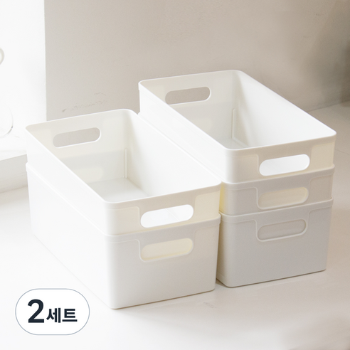 아임홈리빙 심플 바스켓 팬트리 수납함 바디세트 1호, 화이트, 2세트
