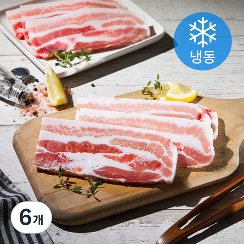 6다이닝 수입산 삼겹살 구이용 (냉동), 300g, 6개