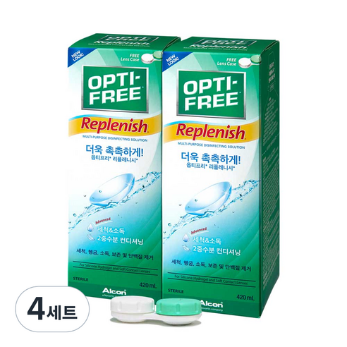 옵티프리 리플레니시 렌즈세정액 420ml x 2p + 렌즈케이스, 4세트