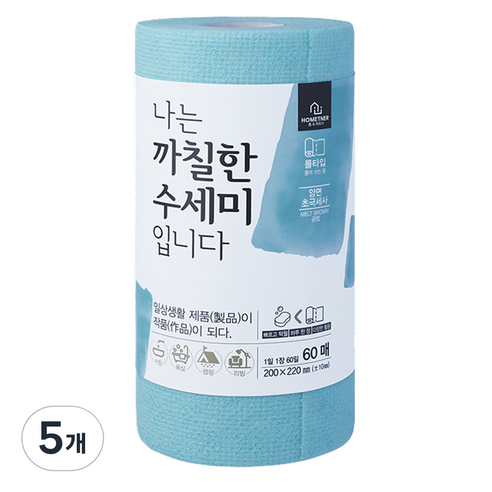 홈트너 나는 까칠한 수세미 입니다, 민트, 60매입, 5개