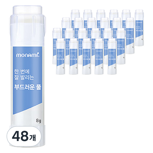 모나미 한 번에 잘 발리는 부드러운 풀, 8g, 48개
