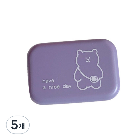 브랜드미 귀여운 곰 렌즈케이스, 퍼플 베어, 5개