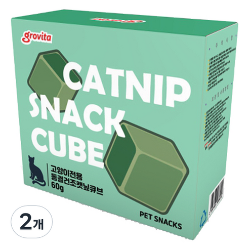 그로비타 고양이전용 동결건조 큐브, 캣닢, 60g, 2개