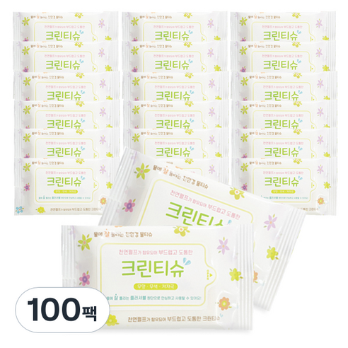 크린티슈 물에 잘풀어지는 친환경 물티슈, 10매, 100개