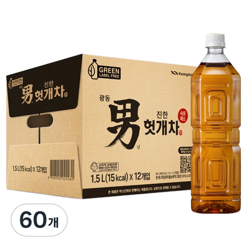 광동진한헛개차 무라벨 그린, 1.5L, 60개