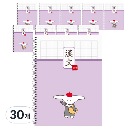 뭉구 보바 스프링 한문노트, 퍼플, 30개