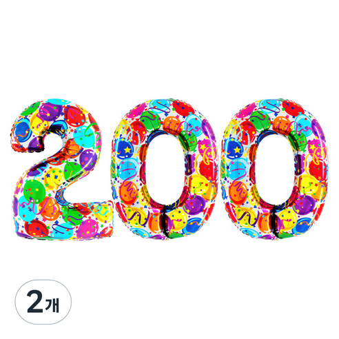 그라보벌룬 은박풍선 숫자 200, 벌룬프린트, 2개