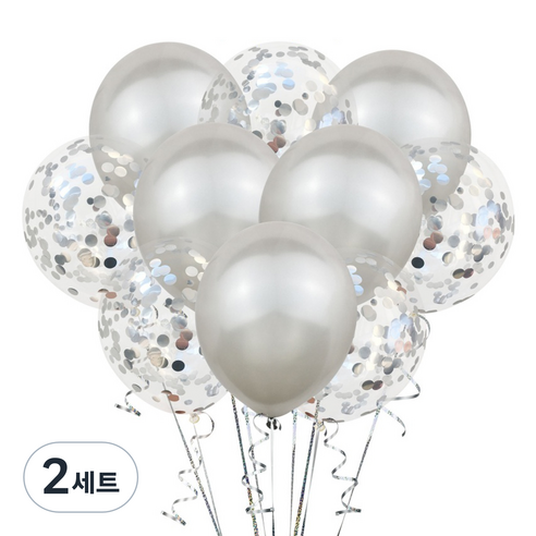 그래다다 파티 장식 풍선 10p 세트, 실버, 2세트