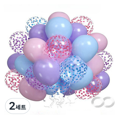 만들하비 컨페티 풍선 세트, 퍼플블루, 2세트
