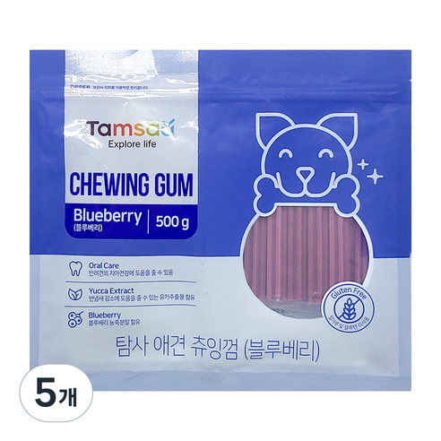 탐사 강아지 츄잉껌 500g, 블루베리맛, 5개