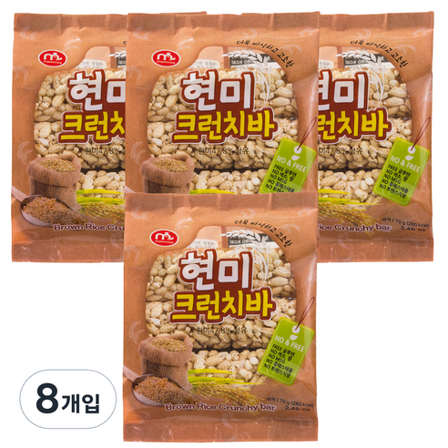 맘모스제과 현미 크런치바, 70g, 8개