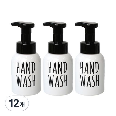 로맨틱노벰버 원형 거품용기 레터링2 HAND WASH 300ml, 블랙(캡), 12개