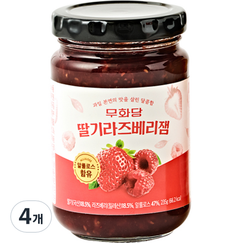 무화당 알룰로스 딸기라즈베리잼, 4개, 235g