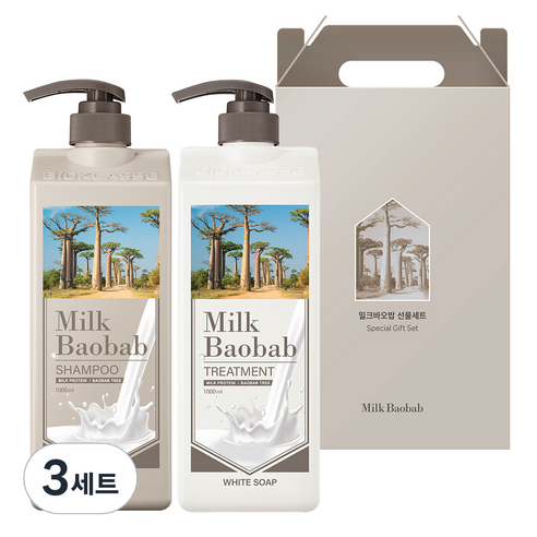 밀크바오밥 헤어 2종 선물세트 화이트솝향, 3세트