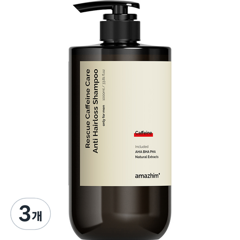 어메즈힘 레스큐 카페인 두피케어 탈모 대용량 샴푸, 3개, 1000ml
