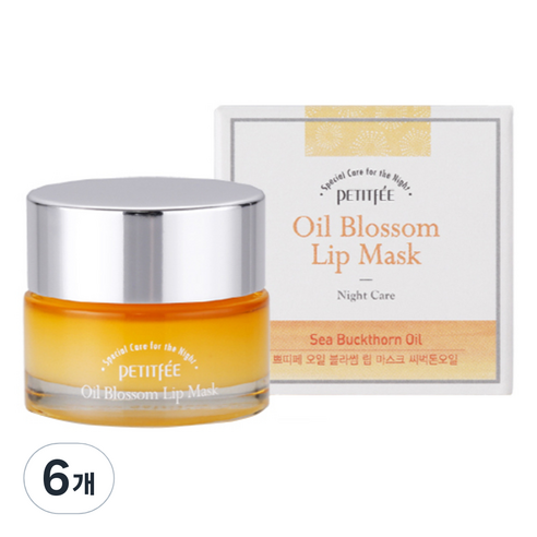 쁘띠페 씨벅톤오일 블라썸 립 마스크팩 15g, 1개입, 6개