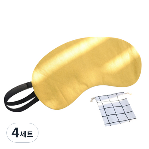 호탱감탱 들리면 안대 수면 온열 귀마개 안대 + 파우치 + 와이어 옐로우 망고스무디, 4세트