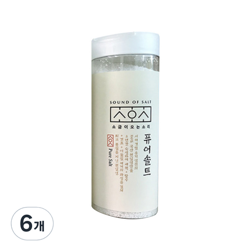 소금이오는소리 3년묵은 씻어나온 천일염, 200g, 6개