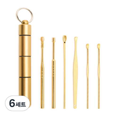 휴대용 스텐 귀이개 골드 6종 세트, 6세트