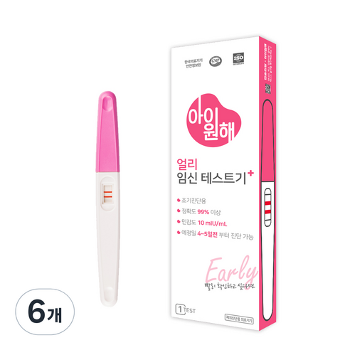 아이원해 얼리 임신테스트기 플러스, 1개입, 6개