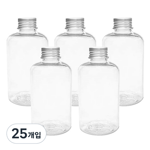 병도매닷컴 DTB200 투명 음료용기 알루미늄 실버캡, 200ml, 25개