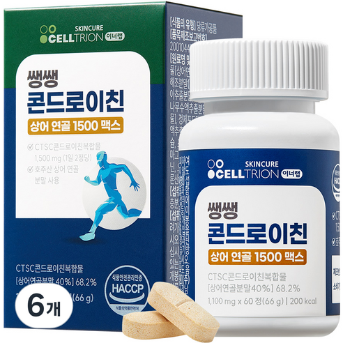 이너랩 쌩쌩 콘드로이친 상어연골 1500 맥스, 60정, 6개
