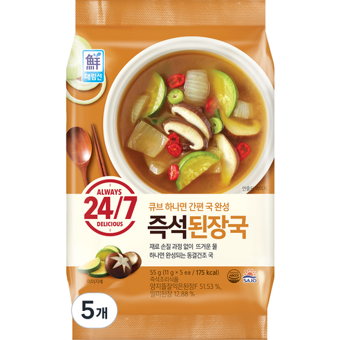 대림선 사조 24 7 즉석 된장국, 55g, 5개