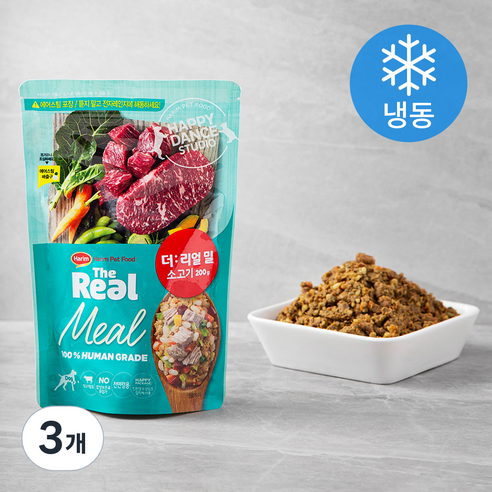 하림펫푸드 강아지 더리얼 밀 소고기 소프트사료 (냉동), 200g, 3개