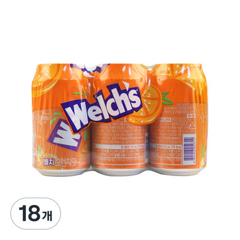 웰치 소다 오렌지맛, 18개, 355ml