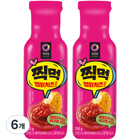 청정원 찍먹 맵닭치즈소스, 250g, 6개
