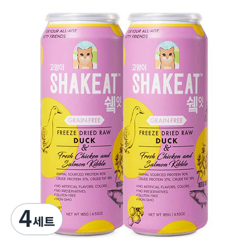 쉨잇 전연령용 캣 북어 동결건조 사료 2p, 오리, 185g, 4세트