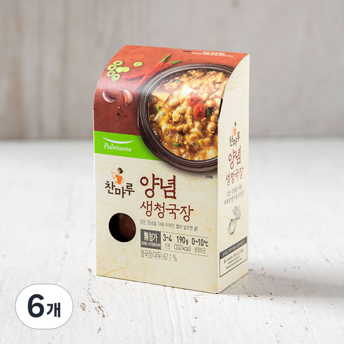 풀무원 찬양념 생청국장, 190g, 6개