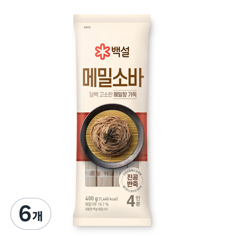 백설 메밀소바, 400g, 6개