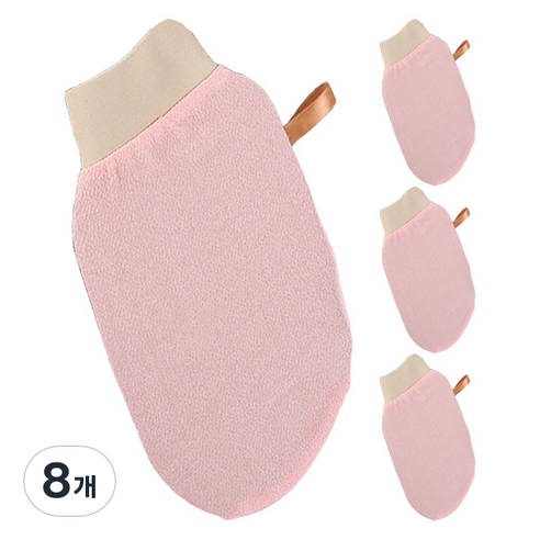루미에도르 목욕 샤워타올 때밀이 장갑 23cm, 핑크, 8개, 1개입