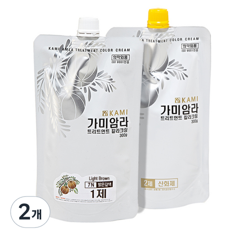 가미암라 트리트먼트 칼라크림 300g, 7N 밝은갈색, 2개